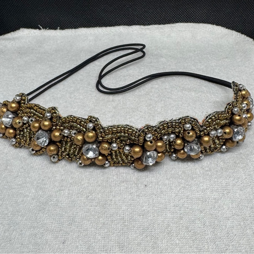 Vintage Gold and Silver Beaded Hairband
